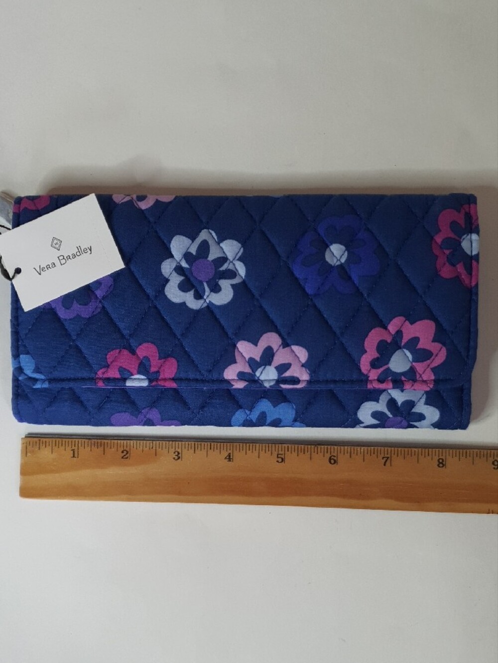 Vera Bradley Trifold Wallet In Ellie Flowers + Free Gift - Picture 7 of 8